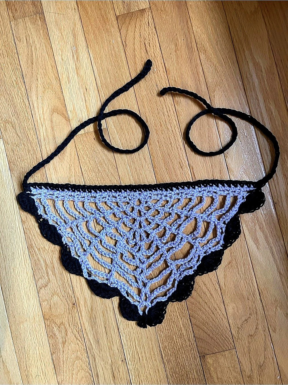 Crochet bandana spiderweb Purple & Black Like New